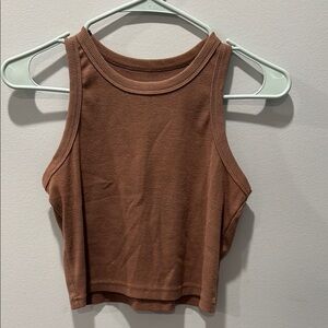 Brown Ribbed Knit Top